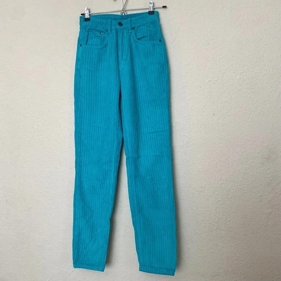 Free People X‎ Ragged Priest jumbo Corduroy Dad Jeans TURQUOISE size 24 - Picture 7 of 13